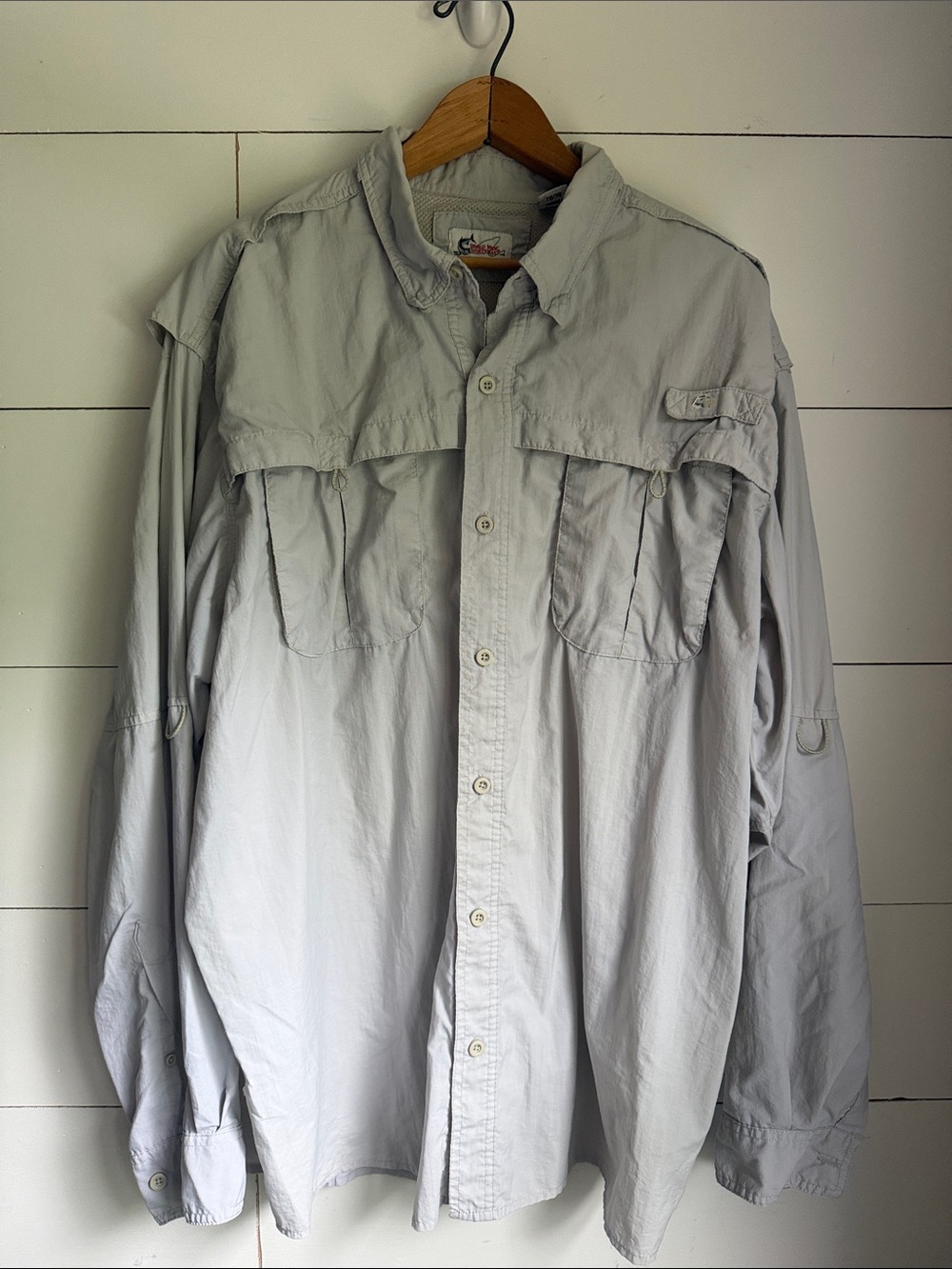 World Wide Sportsman Light Grey Long Sleeve Mesh Vented Fishing Shirt Size XL